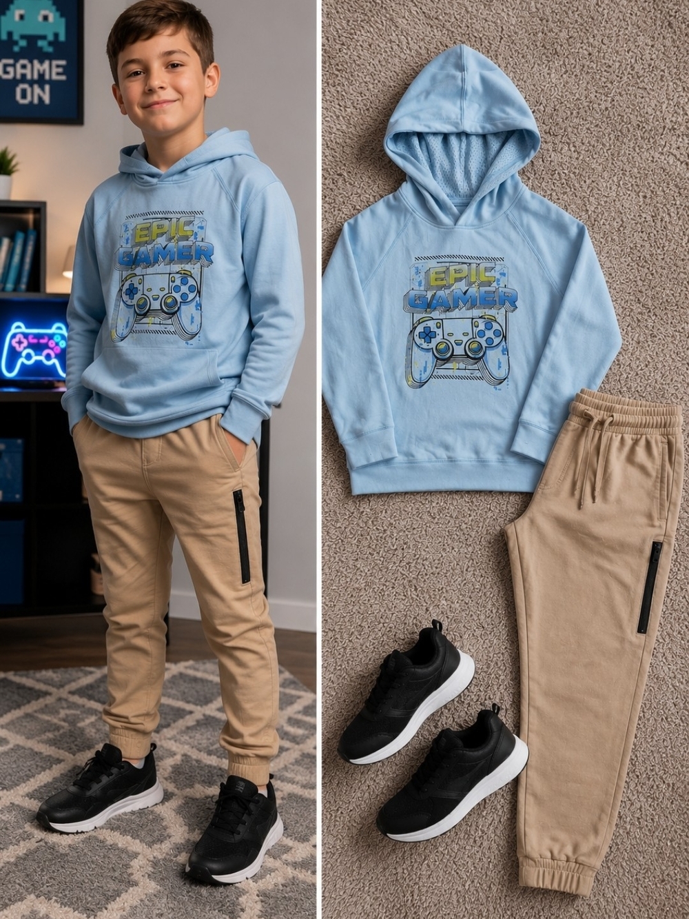 BCG Epic Gamer Hoodie Boys Size M Blue Performance Pullover